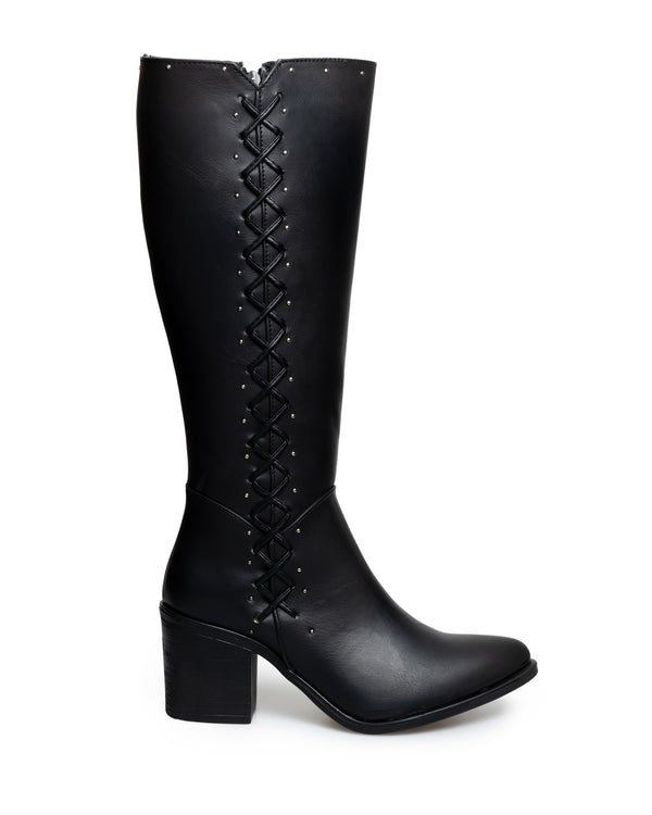 Bota Negra Campera Tiras Cruzadas 3084